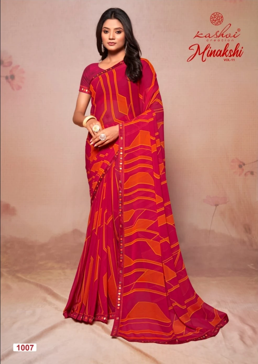 Kashvi Creation Minakshi Vol 11 Georgette Wholesale Fancy Sarees Catalog — Wholesale Sarees, Kashvi Creation wholesale from Surat - Gallery Image 4